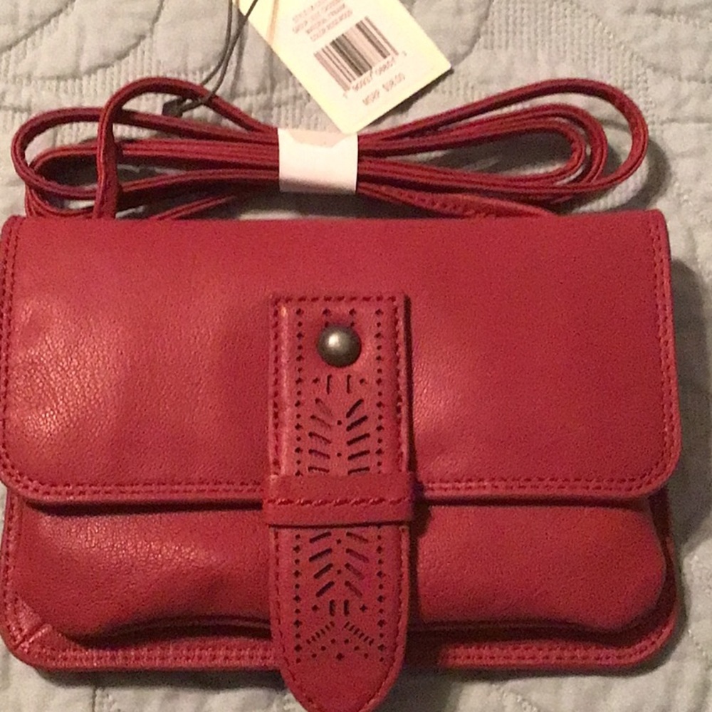 Elegant Red Leather Crossbody Bag